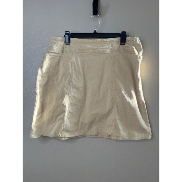 Vintage Chaus Women's Tan Skirt size 14 mini skirt 1980s 1990s aline - Picture 9 of 14